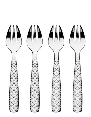 Tableware - Cutlery - Colombina Fish Oyster fork - Set of 4 by Alessi - Steel - Stainless steel