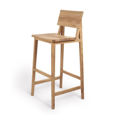 Furniture - Bar Stools - N4 Bar stool - / H 80 cm - Solid oak by Ethnicraft - Oak - Solid oak