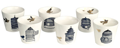 Tableware - Coffee Mugs & Tea Cups - Freedom Birds Cup by Pols Potten - Black / Gold bird - Varnished china