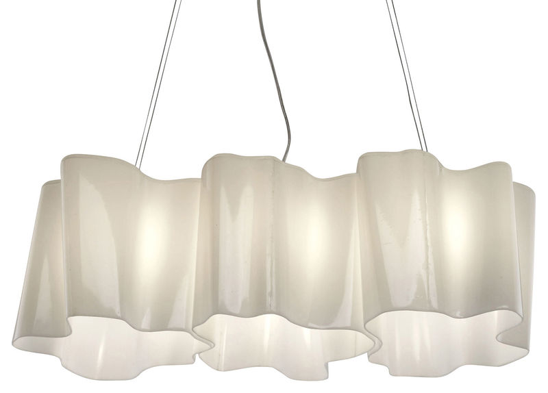 Illuminazione - Lampadari - Sospensione Logico grande vetro bianco 3 elementi in linea - Artemide - Bianco - grande - vetro soffiato