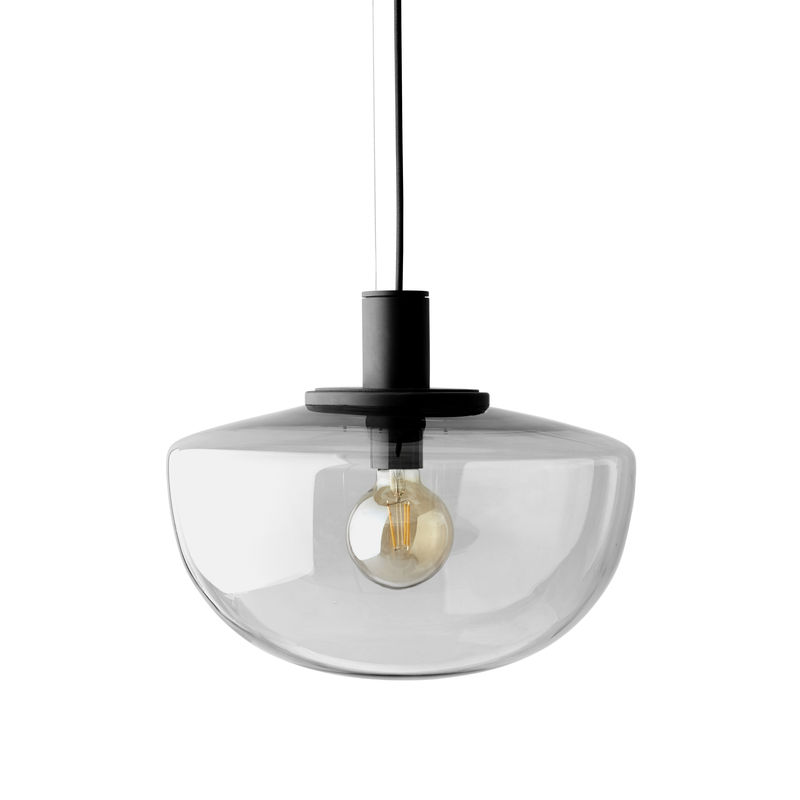 Lighting - Pendant Lighting - Bank Pendant glass grey / Glass - Audo Copenhagen - Smoked - Lacquered aluminium, Mouth blown glass