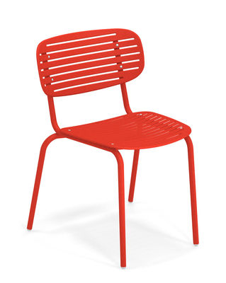 Mobilier - Chaises, fauteuils de salle à manger - Chaise empilable Mom / Métal - Emu - Rouge - Acier verni