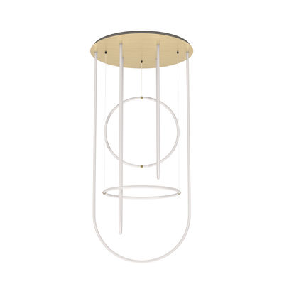 Lighting - Pendant Lighting - Unseen LED Pendant - / Chandelier - Ø 100 x  H 210 cm by Petite Friture - White & brass - Brass, Polycarbonate