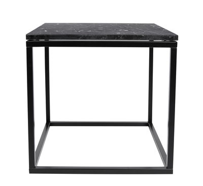 Mobilier - Tables basses - Table basse Marble / Marbre - 50 x 50 x H 47 cm - POP UP HOME - Marbre noir / Pied noir - Acier laqué, Marbre