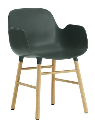 Mobilier - Chaises, fauteuils de salle à manger - Fauteuil Form / Pied chêne - Normann Copenhagen - Vert  / chêne - Chêne, Polypropylène