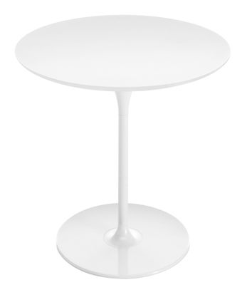 Mobilier - Tables - Table ronde Dizzie / Ø 79 cm - Arper - Blanc - Acier laqué, MDF plaqué laminé