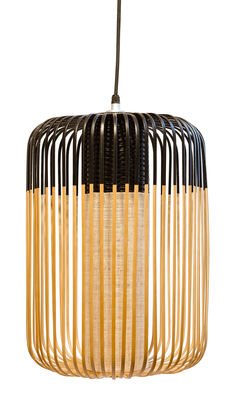 Illuminazione - Lampadari - Sospensione Bamboo Light L Outdoor - / H 50 x Ø 35 cm di Forestier - Nero / Naturale - Bambù naturale, Gomma