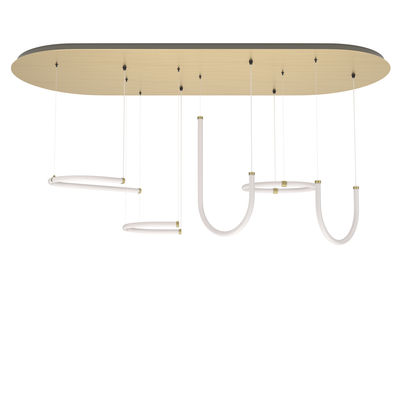 Lighting - Pendant Lighting - Unseen LED Pendant - / 5 elements - 180 x 73 cm by Petite Friture - White & brass - Brass, Polycarbonate