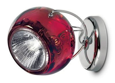 Illuminazione - Lampade da parete - Applique Beluga - Plafoniera - Versione in vetro di Fabbian - Rosso trasparente - Metallo cromato, Vetro
