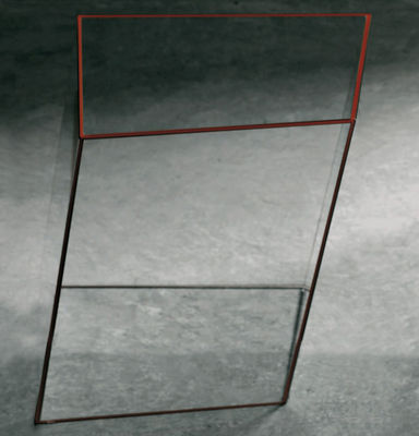 Möbel - Couchtische - Wireframe Couchtisch 40 x 38 cm - Glas Italia - Transparent - orangefarbene Kanten - Hartglas