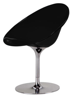 Furniture - Chairs - Ero/S/ Swivel armchair - Polycarbonate by Kartell - Opaque black - Chromed steel, Polycarbonate