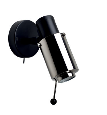 Lighting - Wall Lights - Biny Spot LED Wall light - / 1955 reissue - With switch by DCW éditions - Black / Chrome tube - Aluminium, Steel
