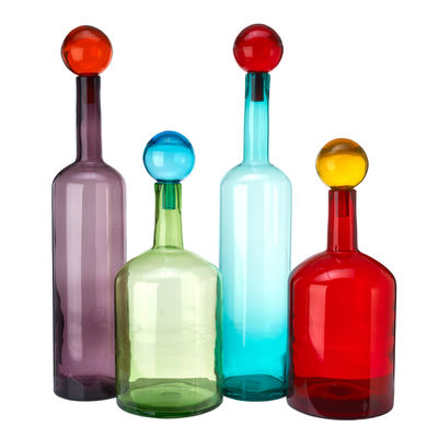 Decoration - Vases - Bubbles & Bottles XXL Carafe - / Glass - Set of 4 / H 87 cm by Pols Potten - Multicoloured - Glass