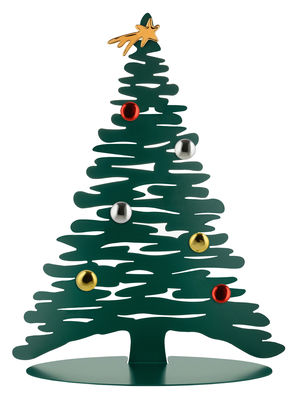 Interni - Decorazioni natalizie - Decorazione natalizie Bark Tree - / Albero H 45 cm + 6 calamite colorate di Alessi - Verde - Acciaio epossidico