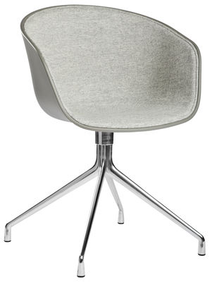 Mobilier - Fauteuils - Fauteuil pivotant About a chair / Rembourré  - Tissu face interne - Hay - Extérieur : Gris / Intérieur : tissu Gris Clair - Aluminium poli, Polypropylène, Tissu