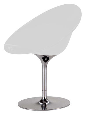 Mobilier - Chaises, fauteuils de salle à manger - Fauteuil pivotant Ero/S/ en polycarbonate - Kartell - Blanc opaque - Acier chromé, Polycarbonate