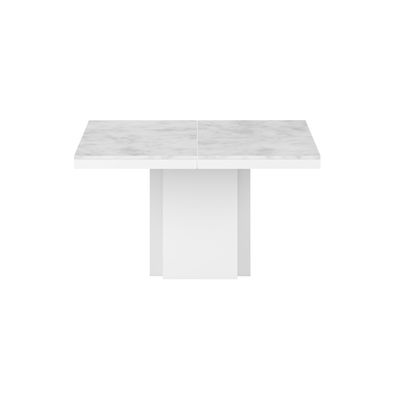 Mobilier - Tables - Table carrée Katherine / 130 x 130 cm - Marbre - POP UP HOME - Marbre blanc / Pied blanc - MDF