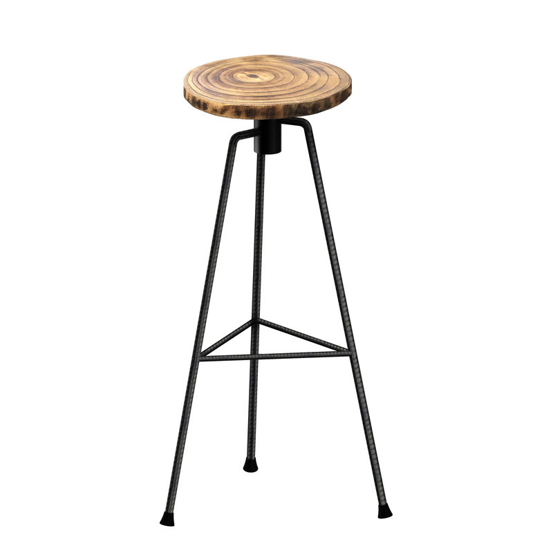 Furniture - Bar Stools - Nikita Bar stool metal natural wood / H 82 cm - Wood & metal - Zeus - Raw metal base / Wood - Solid wood, Steel