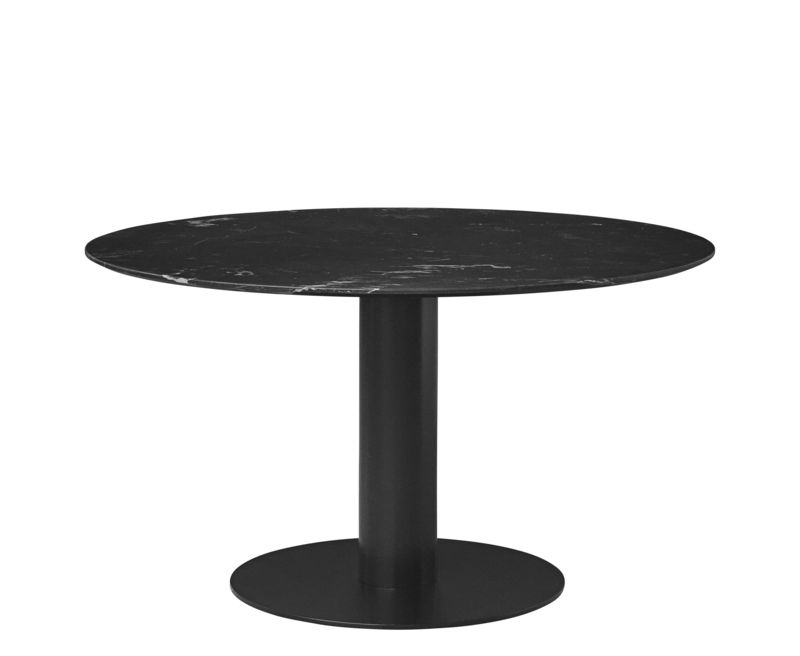 Furniture - Dining Tables - 2.0 Round table stone black / Ø 130 cm - Marble - Gubi - Black marble/Black legs - Marble, Painted steel