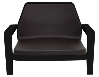 Möbel - Lounge Sessel - America Lounge Sessel - Slide - Gestell schwarz / Sitzkissen chocolat (braun) - Polyurhethan, Recycelbares Polyethylen