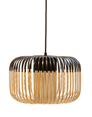 Lighting - Pendant Lighting - Bamboo Light S Outdoor Pendant - H 23 x Ø 35 cm by Forestier - Black / Natural - Natural bamboo, Rubber