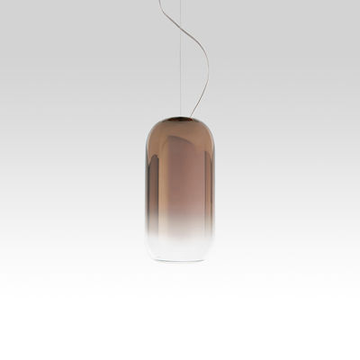 Leuchten - Pendelleuchten - Gople Mini Pendelleuchte / Glas - H 29 cm - Artemide - Bronze / Abstufung zu transparent - Aluminium, Metallisiertes, mundgeblasenes Glas