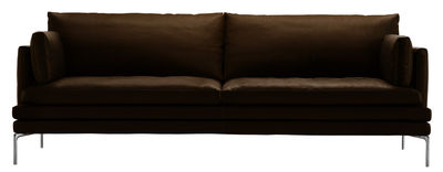 Möbel - Sofas - William Sofa / Leder - 2-Sitzer - L 224 cm - Zanotta - Leder - dunkelbraun - Leder, poliertes Aluminium