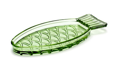 Tableware - Trays and serving dishes - Fish & Fish Dish - Small - 23 x 10 cm by Serax - Transparent green - Pressed glass