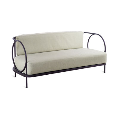 Furniture - Sofas - Ariete Straight sofa - / L 185 cm - Iron & fabric by Unopiu - Bronze / Beige cushions - Acrylic fabric, Foam, Iron