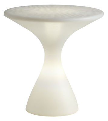 Arredamento - Tavolini  - Tavolino Kissino - A 45 cm - Luminoso - Versione fluorescente con cavo di Driade - Bianco opalino / Illuminazione fluorescente - Polietilene