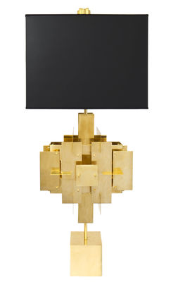 Jonathan Adler - Lampe à poser Puzzle en Métal, Lin - Couleur Noir - 52.41 x 43 x 94 cm - Designer J