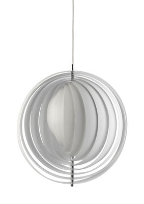 Luminaire - Suspensions - Suspension Moon / Ø 34 cm - Panton 1960 - Verpan - Blanc - Métal chromé, Métal peint