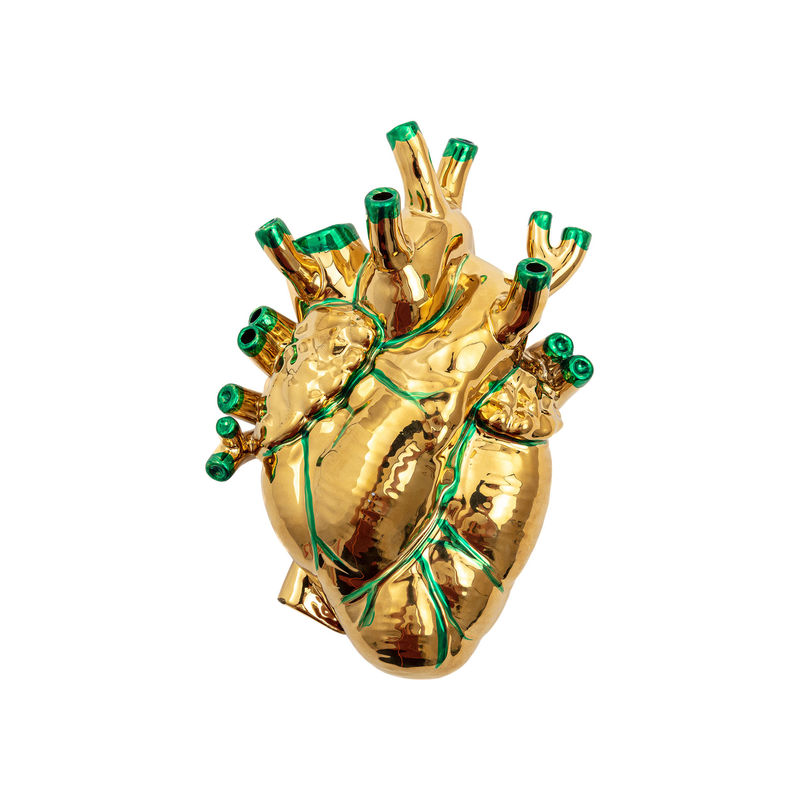 Dekoration - Vasen - Vase Love in Bloom keramik gold metall / Exklusivität in limitierter Auflage - Porzellan / H 25 cm - Seletti - Gold & Grün - Porzellan