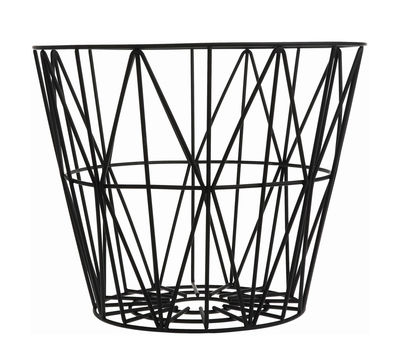 Decoration - For bathroom - Wire Small Basket - Ø 40 x H 35 cm by Ferm Living - Black - Lacquered wire