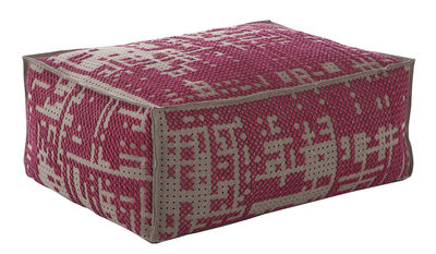 Furniture - Poufs & Floor Cushions - Abstract Pouf - 100 x 70 cm by Gan - Pink / Grey - Felt, Rubber foam, Wood, Wool