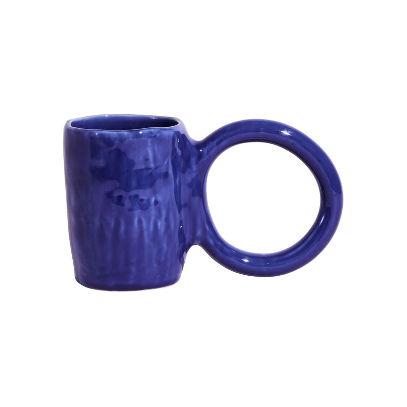 Tisch und Küche - Tassen und Becher - Becher Donut Large keramik blau / Ø 9 x H 12 cm - Petite Friture - Blau - emaillierte Fayence