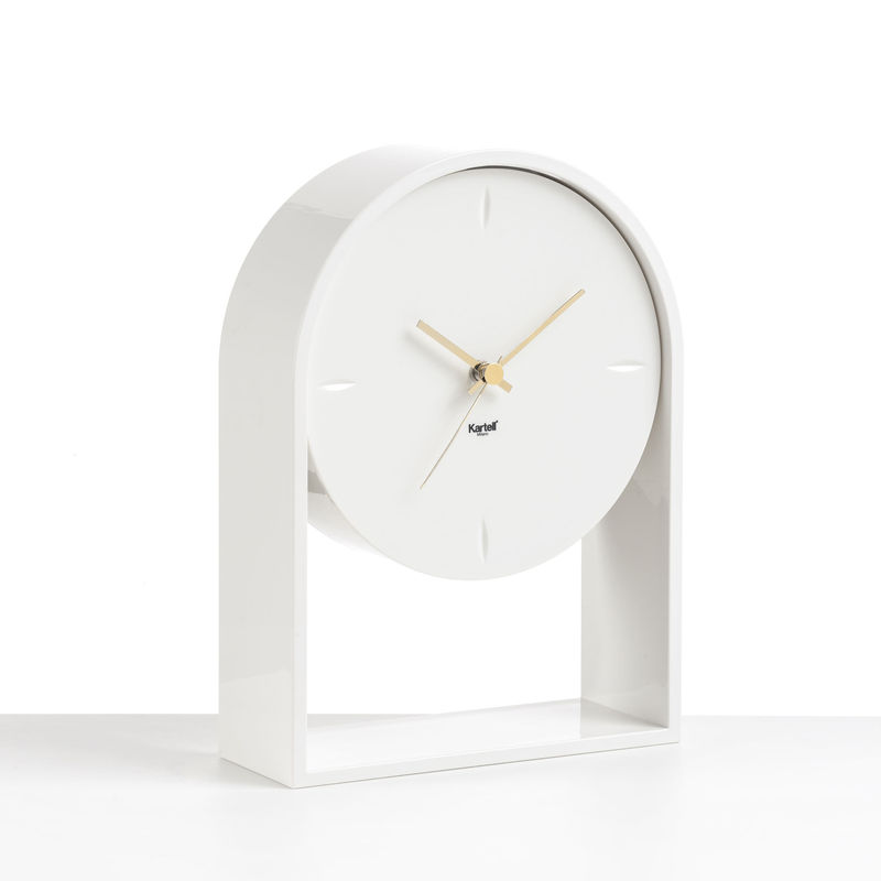 Decoration - Wall Clocks - L\'Air du temps Desk clock plastic material white / H 30 cm - Kartell - White / White - Thermoplastic technopolymer