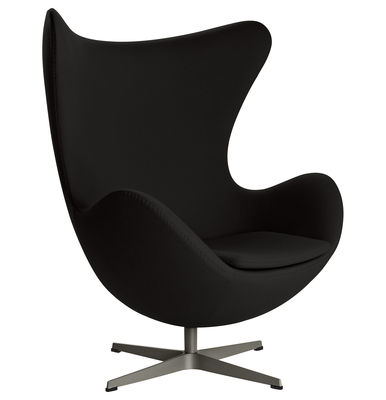 Furniture - Armchairs - Egg chair Swivel armchair - Gabriele fabric by Fritz Hansen - Black - Fabric, Fibreglass, Polished aluminium, Polyurethane foam