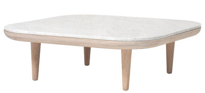 Mobilier - Tables basses - Table basse FLY / Marbre - 80 x 80 cm - &tradition - Chêne clair / Marbre blanc - Chêne blanchi, Marbre de Carrare