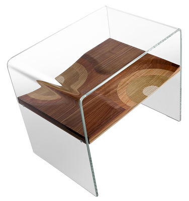 Furniture - Bedside & End tables - Bifronte Bedside table by Horm - Clear - Laminated wood, Soak glass