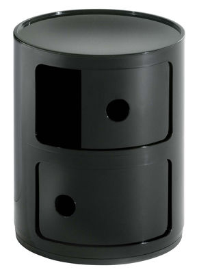 Mobilier - Mobilier Ados - Rangement Componibili / 2 tiroirs - H 40 cm - Kartell - Noir brillant - ABS