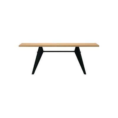 Arredamento - Tavoli - Tavolo rettangolare EM Table - / 200 x 90 cm - By Jean Prouvé, 1950 di Vitra - Rovere naturale / Gamba nera - Acciaio laccato epossidico, Massello di quercia oliato