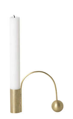 Decoration - Candles & Candle Holders - Balance Candle stick - / Long candle by Ferm Living - Long candle / Brass - Solid brass