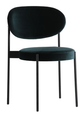Mobilier - Chaises, fauteuils de salle à manger - Chaise rembourrée Series 430 / Velours - Verpan - Vert sapin / Structure noire - Acier inoxydable, Mousse, Velours