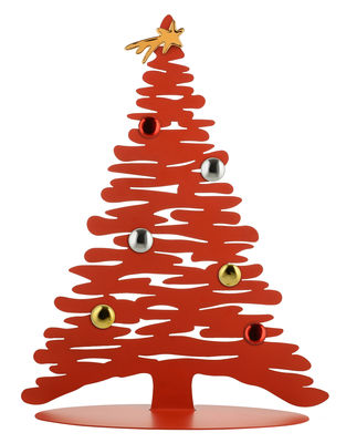 Dossiers - Rosso passione - Decorazione natalizie Bark Tree - / Pino con calamite colorate - H 45 cm di Alessi - Rosso - Acciaio, Porcellana