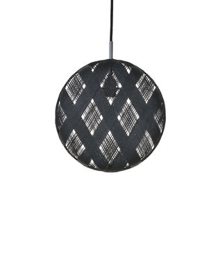 Lighting - Pendant Lighting - Chanpen Diamond Pendant - Ø  26 cm by Forestier - Black / Diamond patterns - Woven acaba