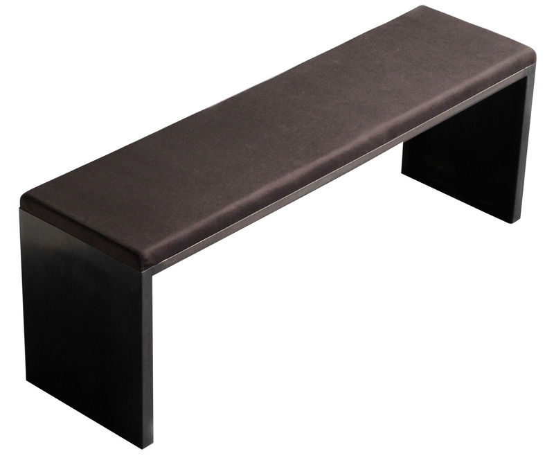 Mobilier - Bancs - Banc Irony Pad métal cuir noir / L 130 cm - Zeus - Noir - Acier phosphaté, Cuir