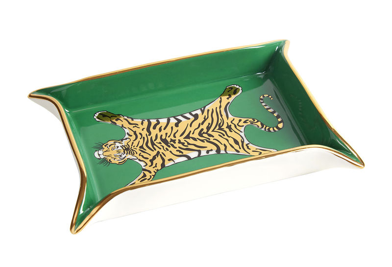 Décoration - Centres de table et vide-poches - Coupelle Tigre céramique vert / Vide-poches - 18 x 13 cm - Jonathan Adler - Tigre / Vert - Porcelaine