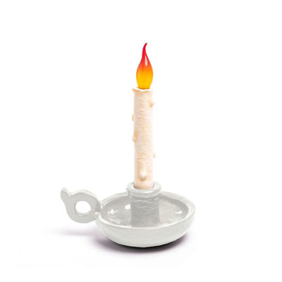 Seletti - Lampe sans fil rechargeable Bugia en Plastique, Résine - Couleur Blanc - 28 x 30 x 31 cm -