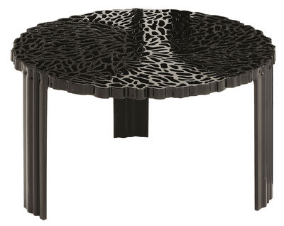 Mobilier - Tables basses - Table basse T-Table Basso / Ø 50 x H 28 cm - Kartell - Noir opaque - PMMA